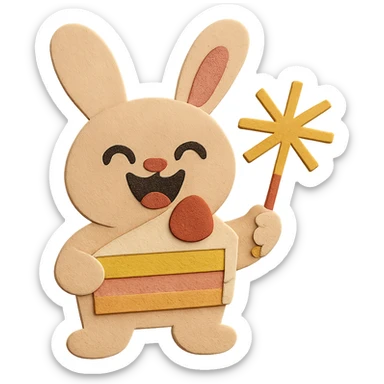 Adjust the bunny's ears so they are visually good looking and match each other in shape, size, and style. Maintain the paper-craft style and all other elements. sticker