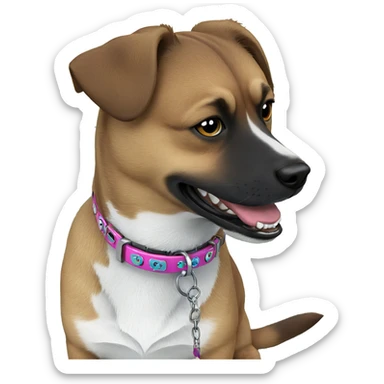 dog with collar in grass sticker