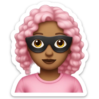 My Memoji with a pink to week on the jeans and eye mask under her eyes. Make it aesthtic and cosy sticker