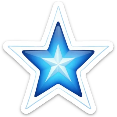 generate an emoji with a white tick in between a blue star having 11 points  sticker