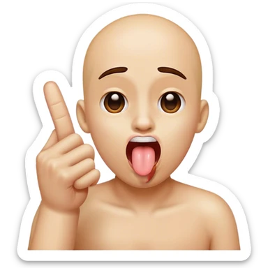 Sticking out tongue emoji w the middle finger  sticker