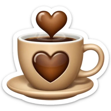 Brown heart and coffee cup inside sticker