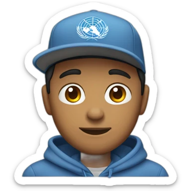 Un chico con sudadera, cabello un poco largo y gorra para atras sticker