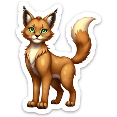 Vibrant dark edgy gothic Falvie-Fionbri-Bobcat-Caracal-creature-sparkle-feline-fursona, full body sticker