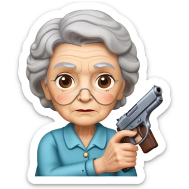 Granny with gun sticker
