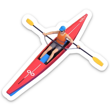 single-person Olympic rowing boat with professional racing style, rower included, detailed, top-down view sticker