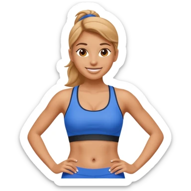sporty woman cartoon emoji style belly abs blue cloths sticker