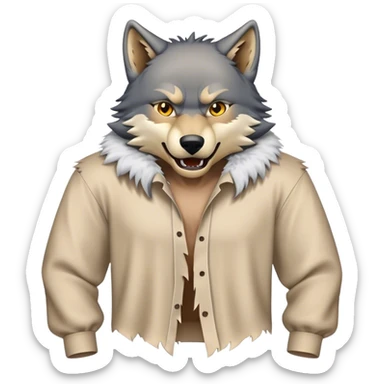 wolf emoji ripping shirt open sticker