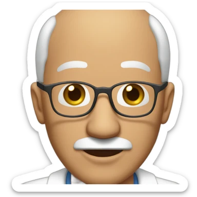 bald latin doctor  without mustache with glasses elderly man sticker