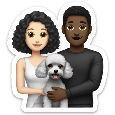 White gay couple with 1 black toy poodle sticker