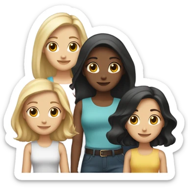 tree girls, one is blonde with medium hair the other one has brown hair medium and the last onde long black hair sticker