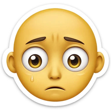 Create a sad face, big eyes, sad crying with tears, regular emoji, yellow face, big eyes, circular shape emoji sticker