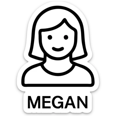 icon of a woman named Megan, simple and modern, clean lines, minimal color, suitable for an app icon sticker