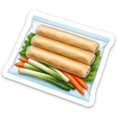 I'd like a freezer zipper bag containing 10 raw spring rolls sticker