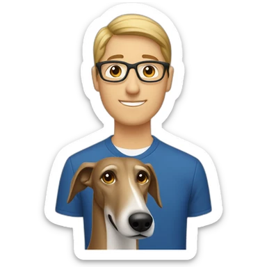 Brown Greyhound with man blue euro’s light blonde Brown Hair and glasses sticker