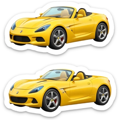 Generate a high-quality 3D cartoon-style emoji of a yellow sports car, sleek and shiny, realistic shading, smooth gradient colors, rounded and cute appearance, simple white background, high-resolution. sticker