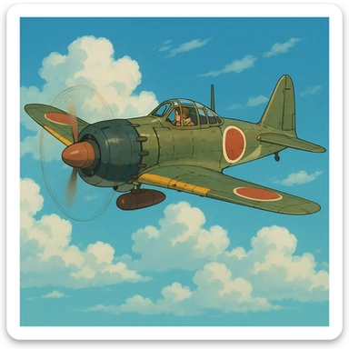 fighter plane in ghibli style sticker
