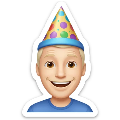 Emoji de un hombre feliz de festejo solo cabeza  sticker