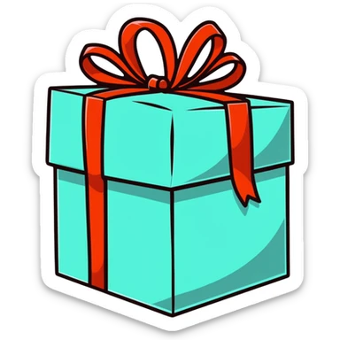 Gift box with a surprise popping out sticker
