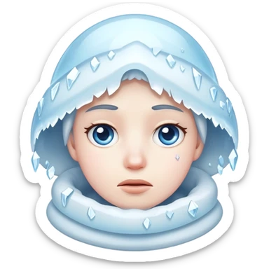 Shivering face with ice crystals, very cold sticker