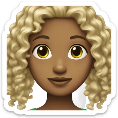 Girl with curly black hair tan skin green eyes sticker