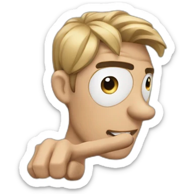 I cool guy trying to show of his jawline by pointing at it sticker