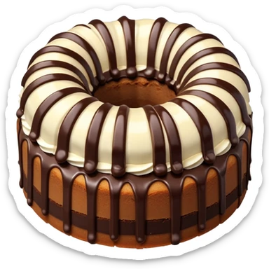 Snickers Bundt cake with only white frosting stripes  sticker