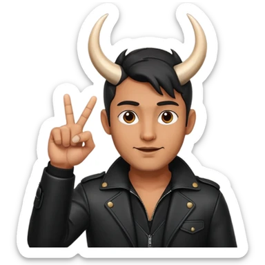 Un uomo vestito in nero che fa il gesto delle corna  sticker