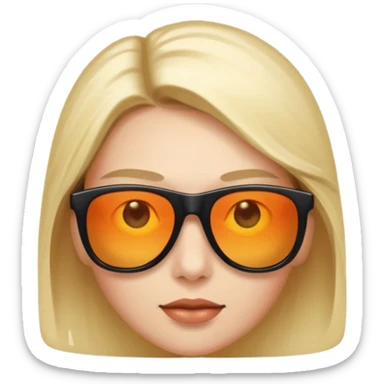 Sunglasses sliding down slightly, glowing eyes behind sticker