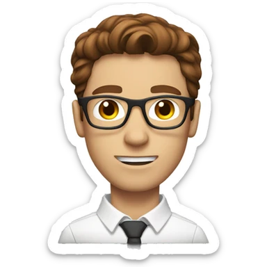 white nerd guy with brown hair inside ironman suit sticker