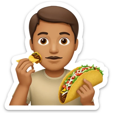 Man with no nose eating taco sticker