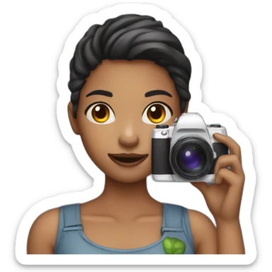 girl take picture with phone camera flash sticker