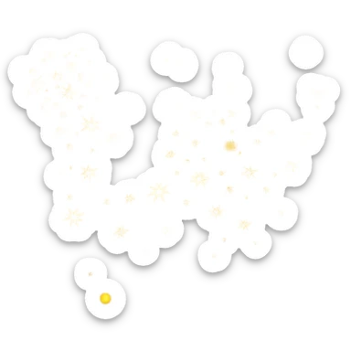 Generate a high-quality 3D cartoon-style emoji of yellow sparkles, shimmering and glittering particles, scattered randomly, smooth gradient colors, no human faces, no objects, no star shapes, simple white background, high-resolution.
 sticker