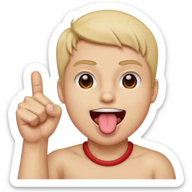 Tongue out face with one fist in front of face sticker