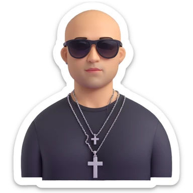 Dominic Toretto from Fast and Furious with sunglasses and cross necklace sticker