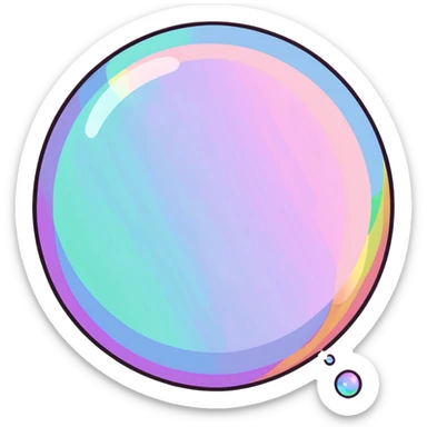 Iridescent soap bubble floating in the air with rainbow colors sticker