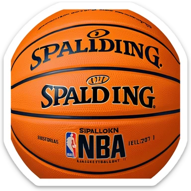 minimalist orange Spalding basketball with simple NBA logo, few colorful lines, clean design sticker