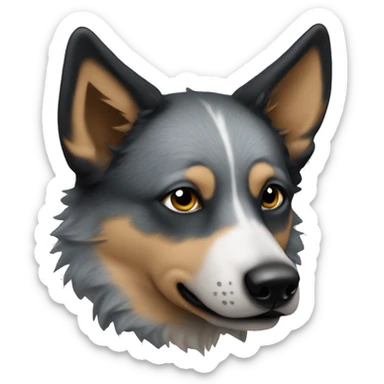 original wolf emoji but as a blue heeler sticker
