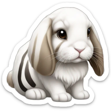 holland lop rabbit with floppy ears and tiger stripes sticker