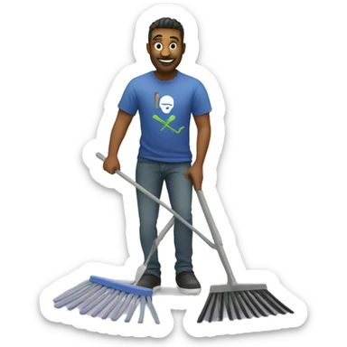 a terraform software developer wearing a terraform tshirt stepping on a rake sticker
