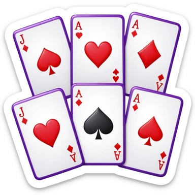 A 3D cartoon set of playing cards with a visible joker card, neat layout, soft shadow, realistic Memoji-style. sticker