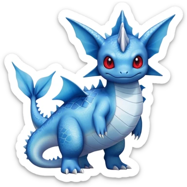 Edgy cool Lapras-Vaporeon-creature-hybrid full body, four legs, red eyes,  sticker