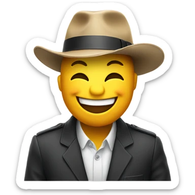 Laughing emoji with a hat sticker