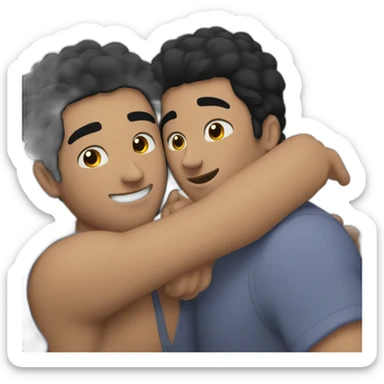 Gay hug between two men with black hair sticker
