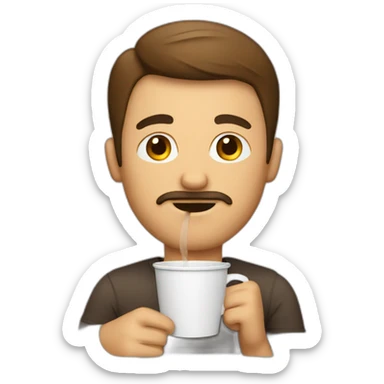 man who drink a paper cup of coffee sticker