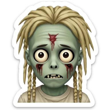 zombie boy with dreads hiding his eyes sticker