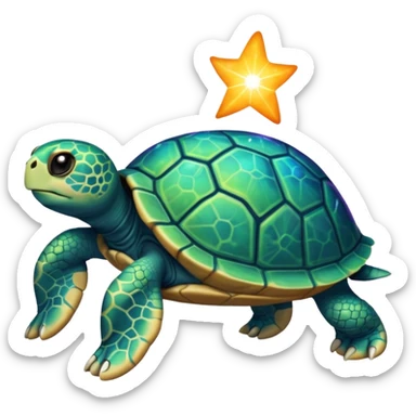 Create a single emoji of a Quasar Turtle in full body, shown at a slight side angle in a natural, characteristic pose with cosmic energy.

 sticker