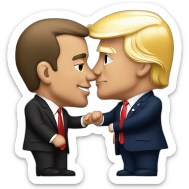 macron kiss trump sticker