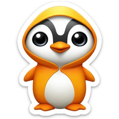 Petit penguin mignon stylized avec un sweat à capuche en dégrader jaune et orange  sticker