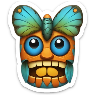 Tiki with colors blue and orange-butterfly sticker